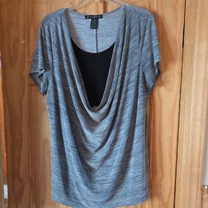 Suzie In The City Gray Drape Blouse